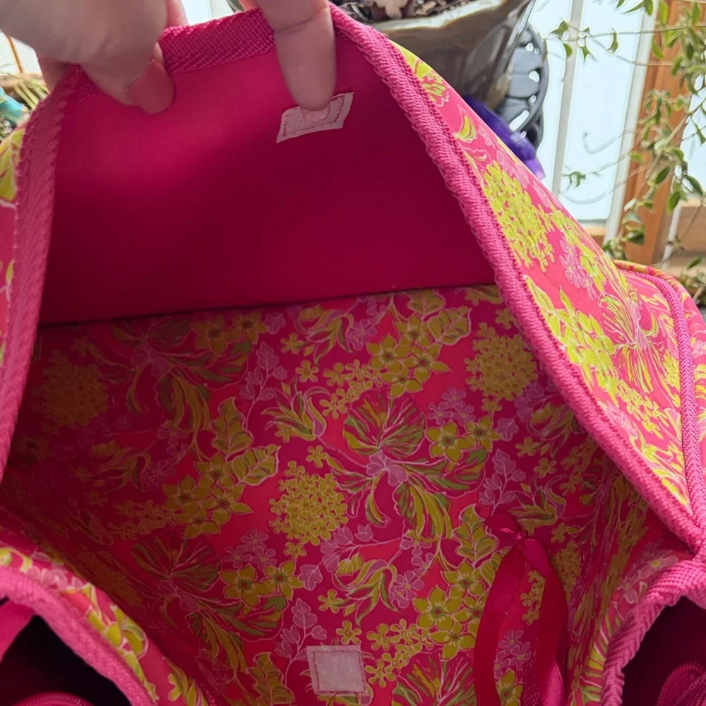 Lily Pulitzer Floral Pink and Yellow Computer Bag
